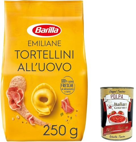 Italian Gourmet Le Emiliane Tortellini prosciutto crudo Eierpasta 12 x 250g | Ripieno saporito in sfoglia all'uovo; schnell serviert mit Butter, Salbei, Gesamtnettogewicht 3 kg + Kostenlos Polpa 400g