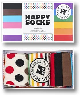 Happy Socks 3er Pack Regenbogen Baumwolle Socken, bunte und lustige Pride, LGBT für alle
