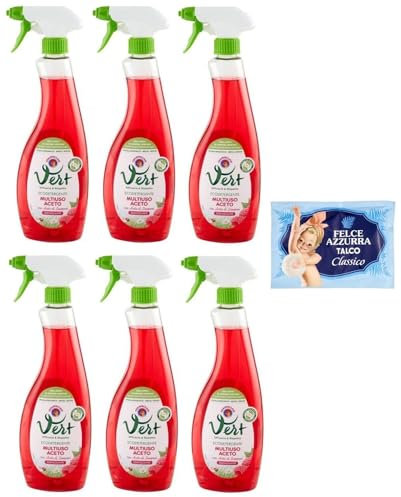 Chanteclair Vert Ecodetergente Multiuso Aceto, Universalwaschmittel mit Himbeer-Essig, 625 ml + 1 Packung gratis Talk Felce Azzurra Pulver, 100 g