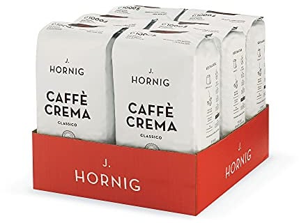 J. Hornig Kaffeebohnen Espresso, Caffè Crema Classico, 6x1kg Vorratspackung, Arabica & Robusta, säurearmer Kaffee mit nussig-schokoladigen Noten, Stärke 4/5