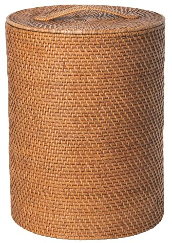 KOUBOO SMALL Rattan Laundry Hamper with Lid and Removable Liner Honey Brown