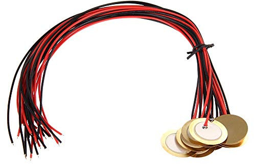 TsoLay 12 PC 27mm Piezo Discs mit ueberbrueckungskabel Mic Trommel Trigger Akustisch Tonabnehmer CBG Gitarre