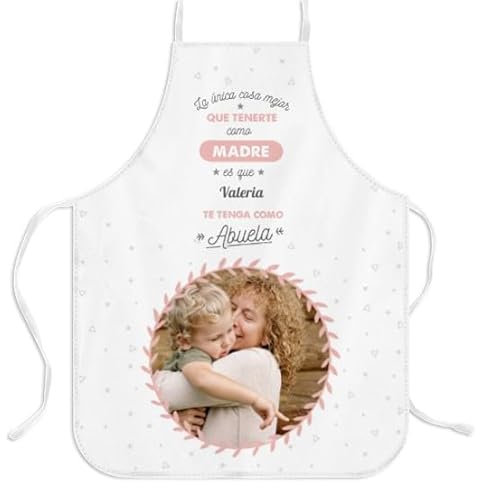 Wanapix | Delantal Personalizado día de la Madre | Regalo Original para Mamá | Mandil Cocina Mujer | Con Foto y Texto | Abuela y Madre