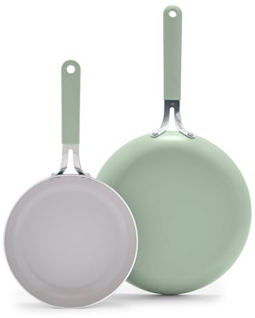 GreenLife Dream - Juego de sartenes antiadherentes de cerámica saludable de 8 y 10 pulgadas, sin PFAS, sin PFOA, apto para lavavajillas y horno, asas que se mantienen frías, cuerpo duradero, cocina