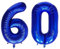 Geburtstag zahlen Luftballon 60 jahre-Blau XXL Jumbo Folienballon 40 Zoll – 101 cm Luftballons 60 Geburtstag Junge Mädchen Babyparty Geburtstagsdeko Jubiläumsparty Dekoration