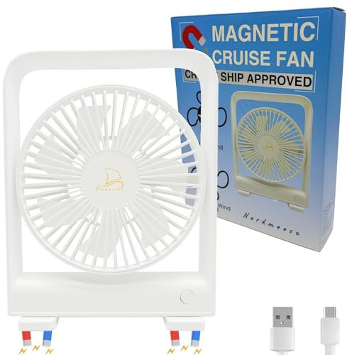 Nordmoose Cruise Ship Approved Fan - Magnetically Sticks on Cabin Ceilings and Walls - Powerful 3-Gear, Ship Cabin Approved - The Original Portable Cruise Fan 2025