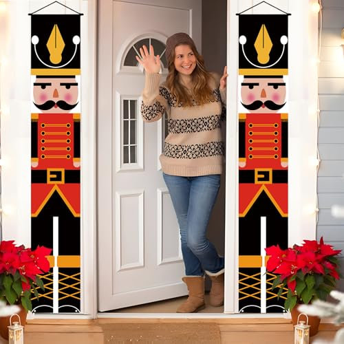 Schiaccianoci Decorazioni Striscioni, Banner Natalizi Schiaccianoci, Schiaccianoci Decorazioni per Striscioni, per Natale Bandiera da Appendere per Porta d'Ingresso, Portico, Giardino, Feste(A)