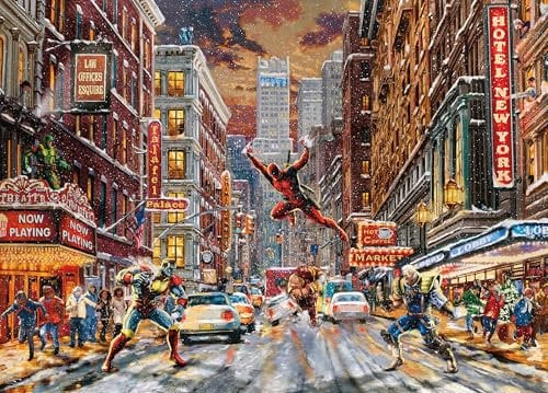 Ceaco - Thomas Kinkade - Marvel - Deadpool - Snow Day - 1000 Teile Puzzle