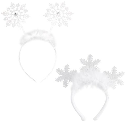 Bandeaux En Fourrure De Flocon De Neige 2 Pièces, Bandeaux Créatifs Pour Enfants, Bandeaux Mignons, Accessoires Pour Cheveux De Robe De Soirée, Bandeaux Cadeaux