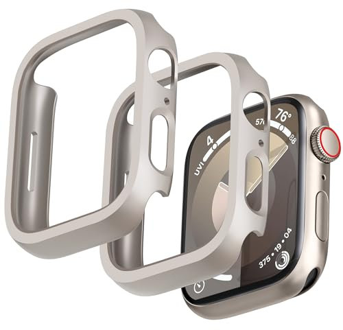 GEEDOOWIN 2 Pack [NO Screen Protector] Bumper Case for Apple Watch Series 9/8/7 41mm, Slim Thin Shockproof Bumper Cover, Hard PC Protective Frame All-Around Edge for iWatch 41mm Accessories, Starlight