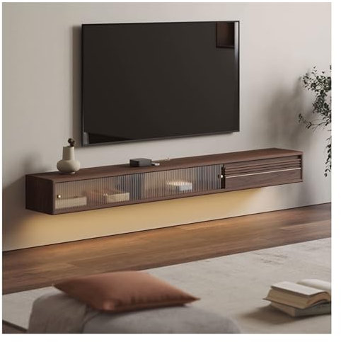 BMWJYLPM Soporte Flotante para TV de Pared de Madera, Centro de Entretenimiento Flotante con estantes, Mueble de TV Flotante, Estante para TV, Consola de TV con B, un Solo Color, 180 x 18 x 25 cm