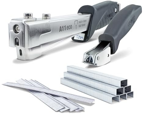 Tacwise 1793 ECO A11 Marteau Agrafeur avec 500 Agrafes 140/8mm, Utilise les Agrafes de Type 140/6-10mm