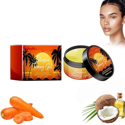 Intensives Selbstbräunungsgel Tanning Gel 100g – Mit Karottenöl & Vitamin E, Natürlicher Bräunungsbooster für Gesicht & Körper, Ideal für Sommerbräune drinnen & draußen