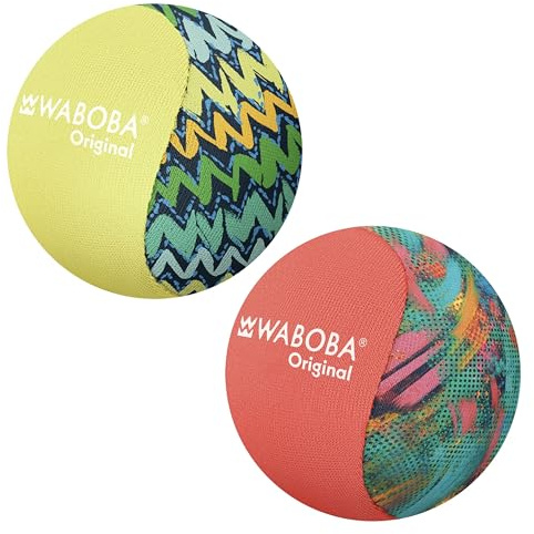 Waboba Water Skipping Ball 2 Pack Toy for Swimming Pool and Beach Games Water Bouncing Ball Gift for Kids and Teens – Original Abstract/Neon