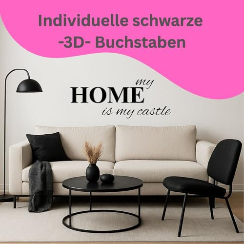 Schwarze 3D Holzbuchstaben zur Wanddekoration – 10cm / 15cm / 20cm – 6 mm stark – Deko-Buchstaben aus Holz – Wanddeko Schriftzug – Alphabet Deko – modern & vielseitig (Großes S)