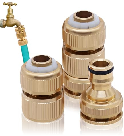 ZHIYUQL® 2 Paar Messing Schlauchverbinder 3/4 Zoll Schlauchkupplung, Wasseranschluss Adapter Gartenschlauch Anschluss Set Metall, Wasserschlauch Schnellkupplung, Wasserhahn Schlauchanschluss
