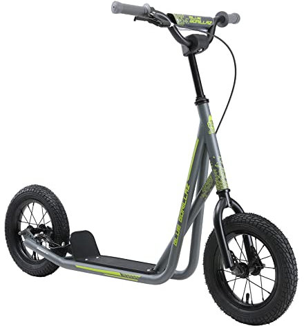 BLUE GORILLAZ Roller Kinderroller Tretroller Kickscooter für Jungen, Mädchen ab 6-7 Jahre | 12 Zoll Scooter mit Luftreifen | Grau