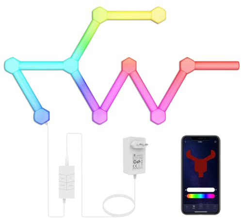 Toocking Pannelli Luminosi esagonali a LED, Smart Esagono Luci da Parete,Wi-Fi Luci della Casa con Sincronizzazione Musicale, Funziona con Alexa & Google Assistant per Soggiorno, Sala Giochi,18 Pezzi