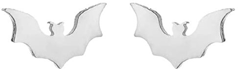 BlackAmazement 2er Set Ohrstecker Piercing 316L Edelstahl Fledermaus Bat Silber Rose Gold Schwarz Gothic Damen Herren (Silber)