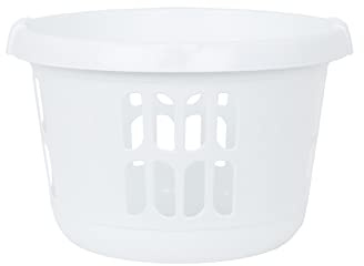 2 x Wham Casa Plastic Round Laundry Basket Ice White
