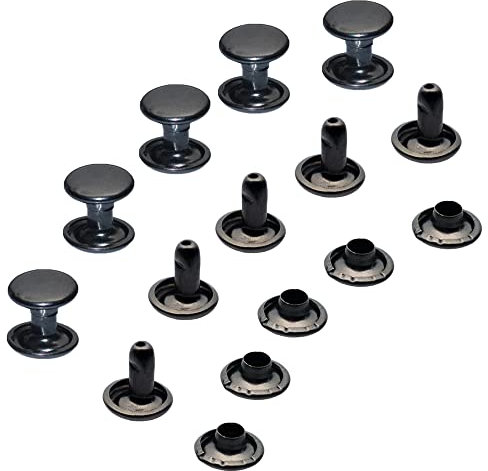 YiChuangXin 300 Stück Hohlnieten für Leder, Ledernieten, Doppelkappe Nieten, Gürtelnieten Kappe(6mm Rotguss Schwarz)