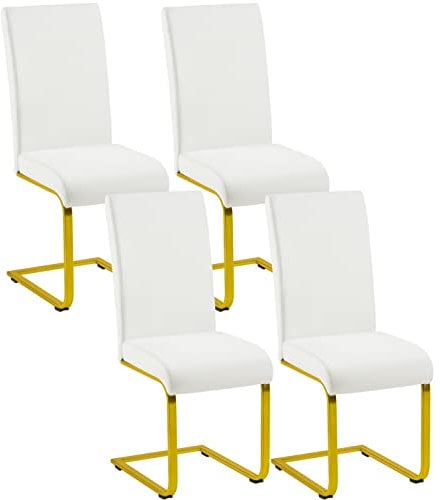 Yaheetech Esszimmerstühle 4er Set Freischwinger, Schwingstühle Esszimmerstuhl, 135 kg belastbar Weiß