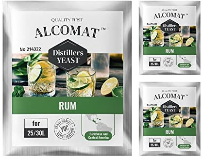 Rumhefe 3er Pack - Alkohol Hefe aus Zuckerrohr & Melasse - Fermentationstemperatur 25-33°C - Alkoholtoleranz bis 14% - Ideal für Karibische Rumproduktion