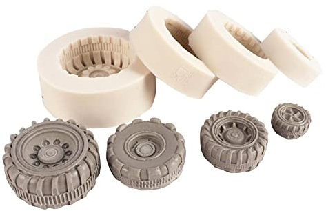 3D Round Tire Fondant Mold, Wheel Silicone Truck Tire Fondant Mold, Silicone Mold for Cake Decorating Sugarcraft Chocolate Jello Making Mold Clay Tool