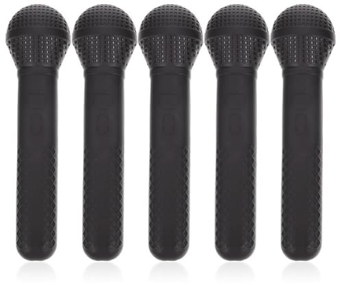 HEMOTON 5 Pièces Microphone de Simulation Jouet d'instrument pour Tout-Petit Faux Microphone Jouet Noir Microphone Modèle Microphone en Plastique Costume de Fête Accessoires de Karaoké