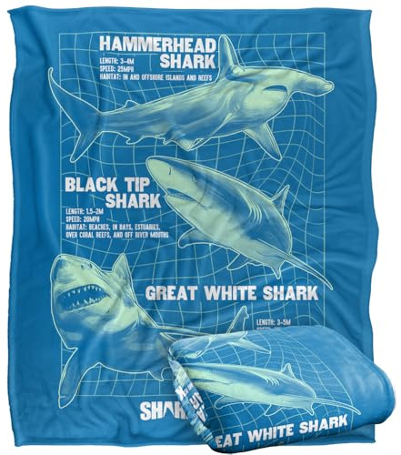 LOGOVISION Shark Week: Television SERIESSHARK Week: Fernsehserie Silky Touch Optimalweiche Kuscheldecke 152 x 127 cm