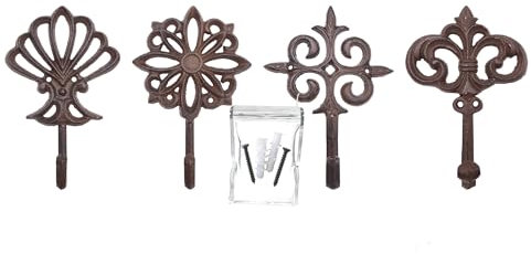 your castle Set di 4 ganci decorativi da parete, appendiabiti in ghisa, ca. 17 x 13 cm