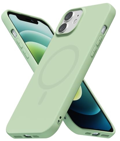 LoeoeL for iPhone 12/12 Pro Case Silicone Mag Safe, Compatible with Magsafe Ultra Slim Thin Magnetic Phone Case for Women Girls, Soft Rubber Gel Matte TPU Solid Color Minimalist Cover, Sage Green