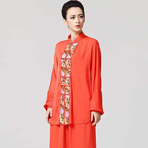 SUNMME Damen-Tai-Chi-Uniform, traditionelle chinesische Tai-Chi-Uniform mit Langarm-Stickerei – für Kampfsportarten Kung Fu, Purple-S