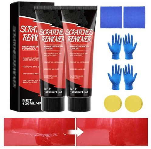 2 Stück Autokratzer-Reparaturpaste 120ml Kratzer Entferner Auto Autopolitur Kratzer Entfernen Polierpaste Auto Zum Entfernen Von Kratzern in Der Autopolitur, mit 2 Handtücher und 2 Handschuhe