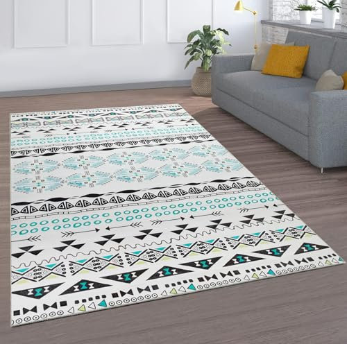 MOONLIGHT20015 Rugs Living Room Large 160x230 cm – Traditional Geometric Style Area Rugs for Bedroom – Non Slip Modern Printed Carpet For Lounge Dining Room, Zuri