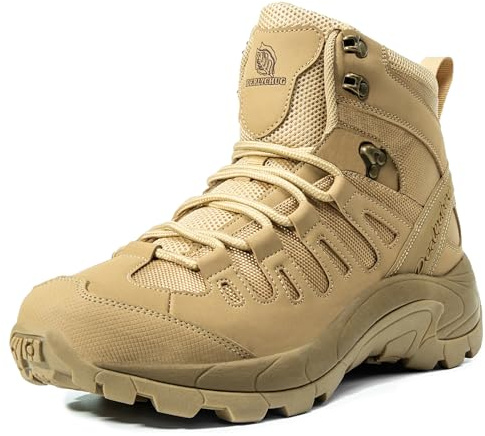 derlychug Herren Wanderschuhe Militärische Taktische 6in Rucksack Leichte Arbeit Outdoor Wandern Wüste Atmungsaktive Jagd Trekking Stiefel(Sand,44.)