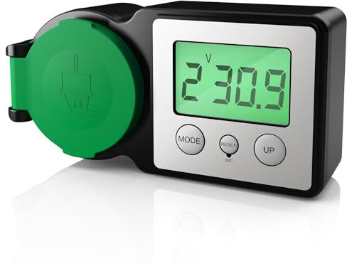 GreenSun Stromzähler für Steckdose Energiekostenmessgerät - Stromzähler Balkonkraftwerk Outdoor IP44 Stromkostenmessgerät Einspeisemessgerät mit Hintergrundbeleuchtung