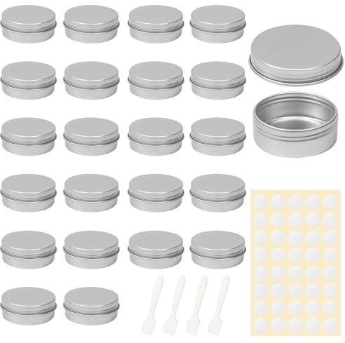 23 pcs aluminium tin jars,sample pot cosmetic,cosmetic pots,small pots with lids,20ml sample pot,empty cosmetic jar,mini containers with lids,for cream, sample, powder, makeup storage
