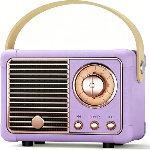Altavoz Bluetooth vintage para mujeres, adolescentes, niñas, accesorios de escritorio morados, mini altavoz inalámbrico portátil para cocina, dormitorio, oficina, decoración retro, regalos de
