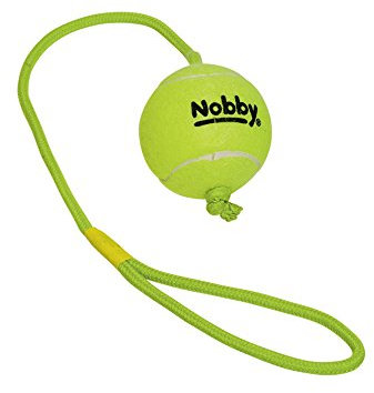 Nobby Tennisball mit Wurfschlaufe, L 7,5 cm, Seil 70 cm, 1 Stück