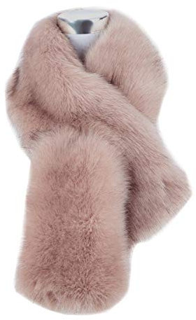 Saferin Gerade Schal Damen Winter Fuchspelz Kragen Pelzkragen (Rosa)