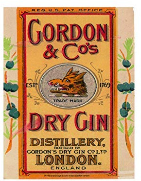 Ecool Gordon dry London gin pub bar man cave retro shabby chic vintage style picture metal wall plaque sign (280mm x 200mm)