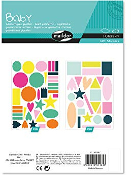 MY MANDARINE AE184C - Packung Baby, 20 Stickerbogen 14,8x21cm (620 Stickers), Riesige Formen, 1 Pack