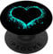 PopSocket PopGrip: Herz Heart Love Liebe Hertz Schwarz Türkis black turquoise Ausziehbarer Sockel und Griff für Handys/Tablets mit Tauschbarem Top