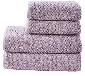 DONE Provence Honeycomb 4-tlgs Frottierset 2X Handtuch 2X Duschtuch Zwirnfrotier Weich Hautfreundlich 100% Baumwolle Rosé 500gr/m²