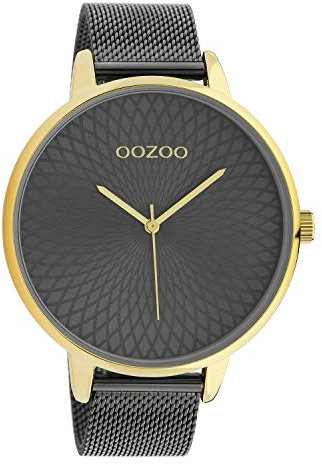 Oozoo Damenuhr mit Edelstahl Milanaiseband und Mandala Zifferblatt Goldfarben/Gunmetal 48 MM C10554