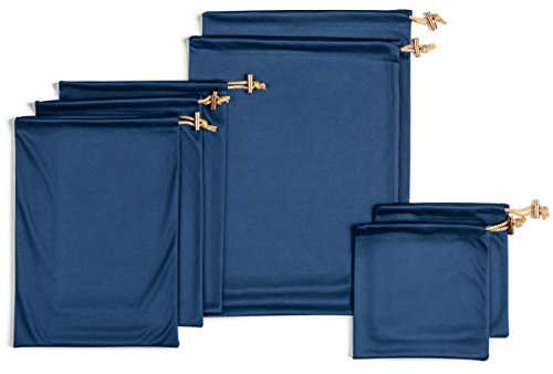 Valante Set mit Aufbewahrungsbeuteln für Spielspielzeug für Erwachsene, Mikrofaser mit Kordelzug, Blau, 3 size set, Kordelzug