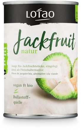 LOTAO Bio Jackfruit Natur: Junge Jackfrucht-Stücke in der Dose 1x400g | Veganer Fleischersatz: Frisch, natürlich und ohne Zusatzstoffe oder Soja | Ideal für vegane Rouladen, Gulasch, Curry und Co.
