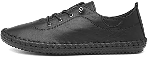 Lunar St Ives Leather Plimsoll 7 UK Black Sole