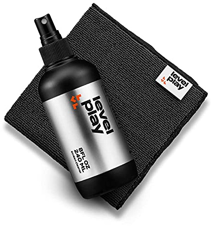 Levelplay Screen Cleaner – Fingerabdruckresistentes Reinigungsset für Touchscreens, Monitore und Linsen, Alkohol- und ammoniakfreie Formel, waschbares Mikrofasertuch (groß) – 240 ml